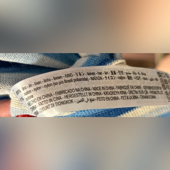 💙 Zara Blue and White Striped Tunic 2 pc Co ord set Linen - Picture 4 of 5